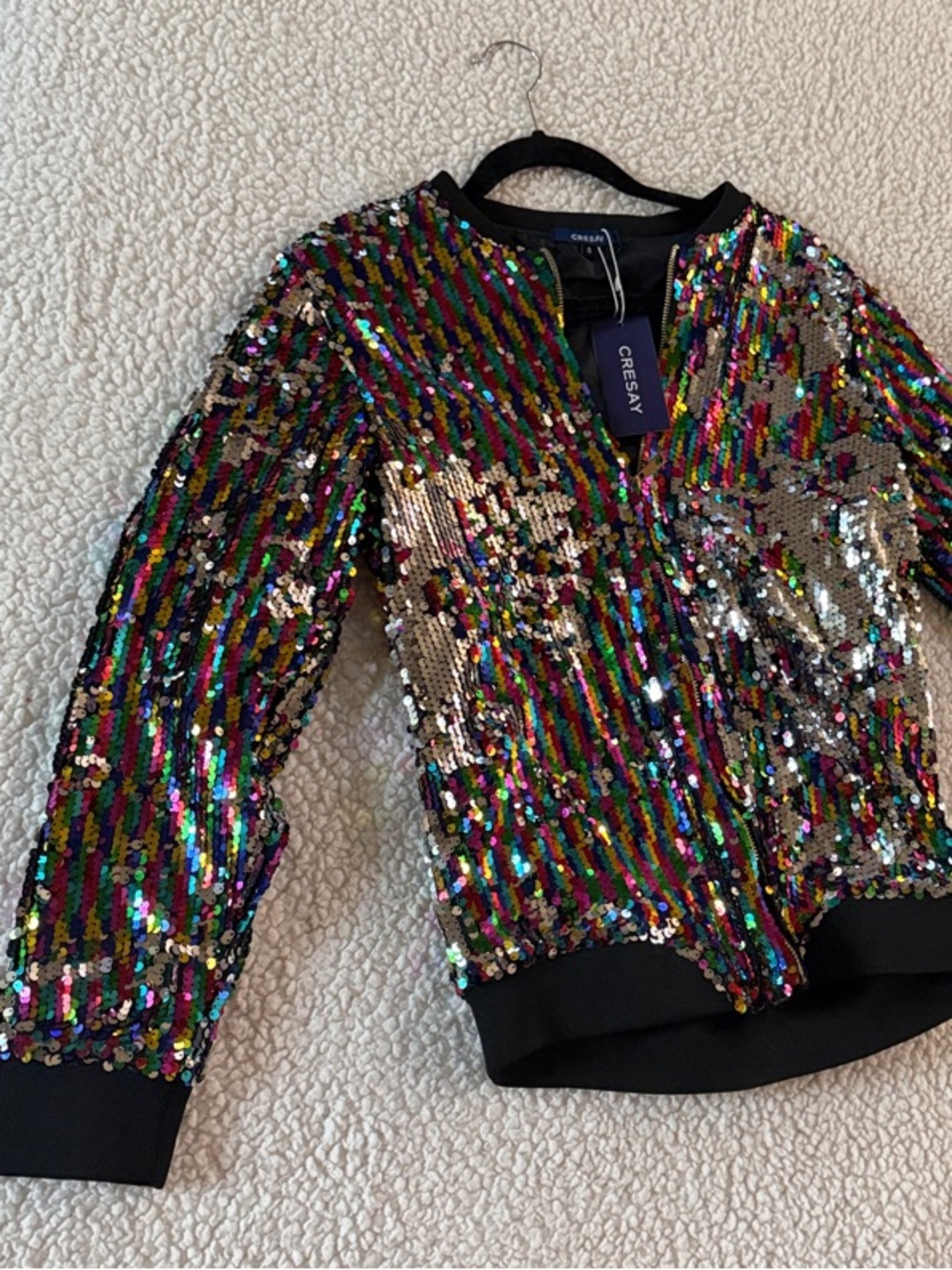 Multicolor Sequin Jacket with Black Trim